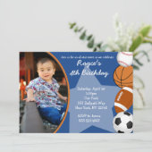 スポーツ野球バスケットボール誕生日招待状 招待状 (スタンド正面)