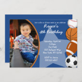 スポーツ野球バスケットボール誕生日招待状 招待状 (正面/裏面)