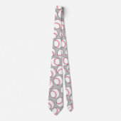 スポーツ野球赤ホワイトグレーパターンノベルティ ネクタイ (正面)