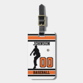 スポーツ野球 | DIY文字 |オレンジ、白、黒 ラゲッジタグ (正面縦)