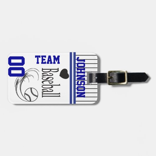 スポーツ野球| DIY文字|濃い青と白 ラゲッジタグ (正面横)