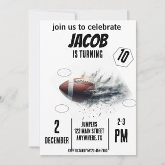 スポーツ飛んでいるサッカー誕生日招待状 招待状