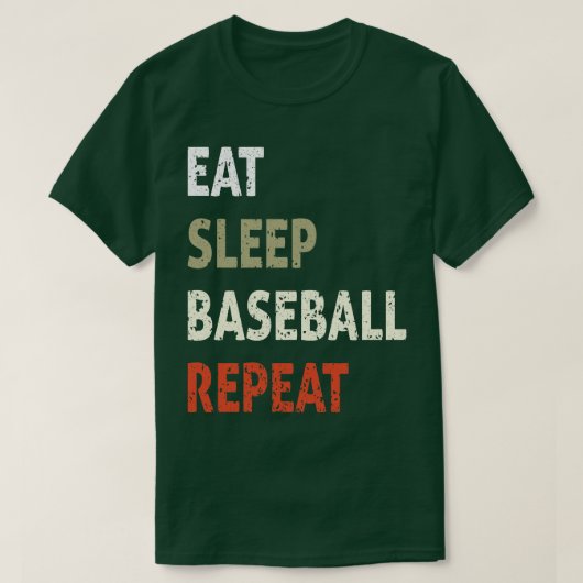 スポーツ食べラヴィーに対しおもしろいて睡眠野球リピートT型 Tシャツ (デザイン正面)