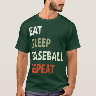 スポーツ食べラヴィーに対しおもしろいて睡眠野球リピートT型 Tシャツ