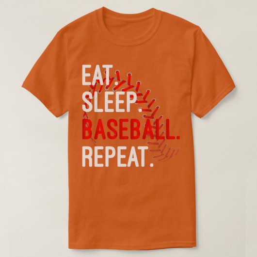 スポーツ食べ好き向けの寝野球のリポおもしろいート Tシャツ (デザイン正面)