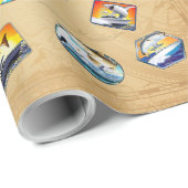 スポーツ魚釣りボート&スポーツフィッシュ ラッピングペーパー (ロールコーナー)