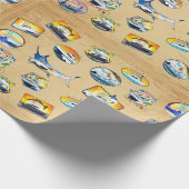 スポーツ魚釣りボート&スポーツフィッシュ ラッピングペーパー (角)