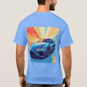 スポーツ鮮やかカーイラストレーション Tシャツ (裏面)