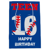 スポーツ10代の野球の誕生日メディア抱き枕 ミディアムペーパーバッグ (正面)