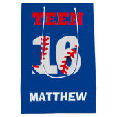 スポーツ10代の野球の誕生日メディア抱き枕 ミディアムペーパーバッグ (裏面)