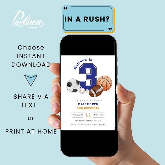スポーツ3rdボーイアスリート誕生日 招待状