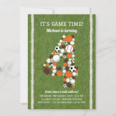 スポーツ4th誕生日パーティの招待状 招待状 (正面)