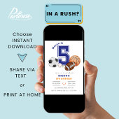 スポーツ5thボーイアスリート誕生日 招待状