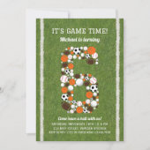 スポーツ6thバースデーパーティーへの招待 招待状 (正面)