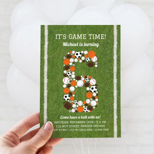 スポーツ6thバースデーパーティーへの招待 招待状