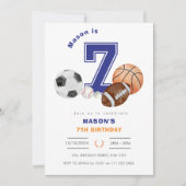 スポーツ7thボーイアスリート誕生日 招待状 (正面)