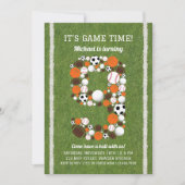 スポーツ9歳誕生日パーティー招待状 招待状 (正面)