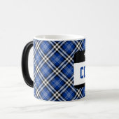 スポーツ こんにちは 私の名前は COACH ネームタグ 青い格子縞  モーフィングマグカップ (正面左)