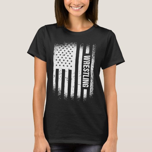 スポーツ アメリカ国旗 レスリング 4 Tシャツ (正面)
