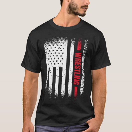 スポーツ アメリカ国旗 レスリング 6 Tシャツ (正面)