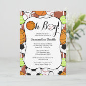 スポーツ オー ボーイ!ベビーシャワー 招待状 (スタンド正面)