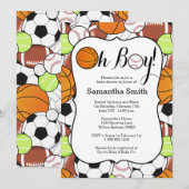 スポーツ オー ボーイ!ベビーシャワー 招待状 (正面/裏面)