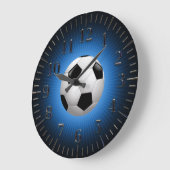 スポーツ・サッカー |サッカーモダンブルーウォールクロック ラージ壁時計 (傾斜)