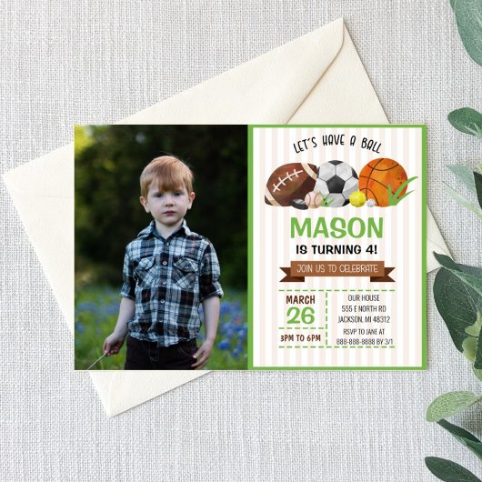 スポーツ サッカー バスケットボール フットボール 誕生日パーティー 招待状