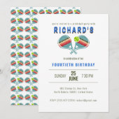 スポーツ ストライプ ピックルボール パドル 誕生日パーティー 招待状 (正面/裏面)