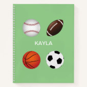 「スポーツ」スパイラルノート(子供名) ノートブック (正面)