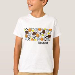 スポーツ スーパースター キッズ誕生日パーティー カラフル ファン Tシャツ