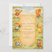 スポーツ テディベア ベビーシャワー 招待状 (正面)