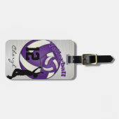 スポーツ・パープル・バレーボール | DIY名と番号 ラゲッジタグ (正面横)