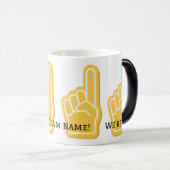 スポーツ ファン イエロー フィンガー 私たちはナンバーワン! GO チーム名 ファン モーフィングマグカップ (正面右)