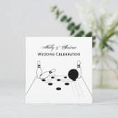 スポーツ ボウリング ボールとピン ご招待 招待状 (スタンド正面)