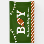 スポーツ·ボパーソナライズされたーイ·フットボール·ベビー·シャワー 横断幕 (縦)