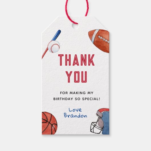 スポーツ ボール 子供の誕生日 ギフトタグ (正面)