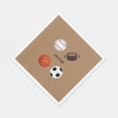 「スポーツ」紙ナプキンに子供名。 スタンダードランチョンナプキン (角)