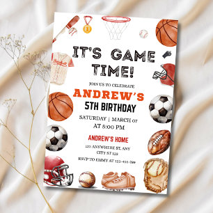 スポーツ 誕生日 インビテーション, バスケットボール フットボール 招待状