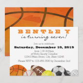 スポーツ 誕生日 招待状 (正面/裏面)