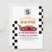 スポーツ 車の5th男の子の誕生日パーティー 招待状 (正面)
