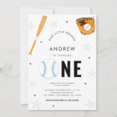 スポーツ 野球 テーマ 赤ちゃん 1歳 誕生日パーティー 招待状 (正面)