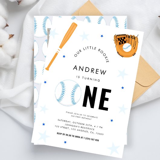 スポーツ 野球 テーマ 赤ちゃん 1歳 誕生日パーティー 招待状