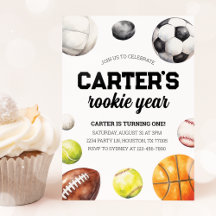 スポーツ 1歳の誕生日招待状