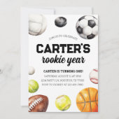 スポーツ 1歳の誕生日招待状 招待状 (正面)