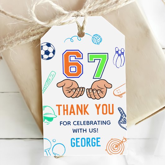 スポーツ 6 7 ミームトレンド 6 7 誕生日パーティー ギフトタグ