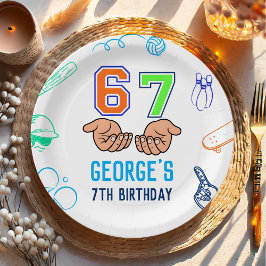 スポーツ 6 7 ミームトレンド 6 7 誕生日パーティー ペーパープレート