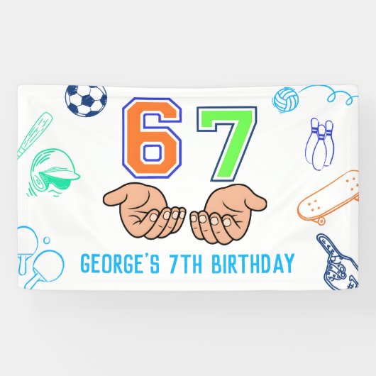 スポーツ 6 7 ミームトレンド 6 7 誕生日パーティー 横断幕 (横)