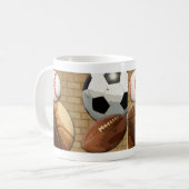 スポーツAl星、バスケットボールまたはサッカーまたはフットボール コーヒーマグカップ (正面左)