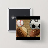 スポーツAl星、バスケットボールまたはサッカーまたはフットボール 缶バッジ (正面&裏面)